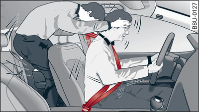 A rear passenger not wearing a seat belt can be thrown forwards